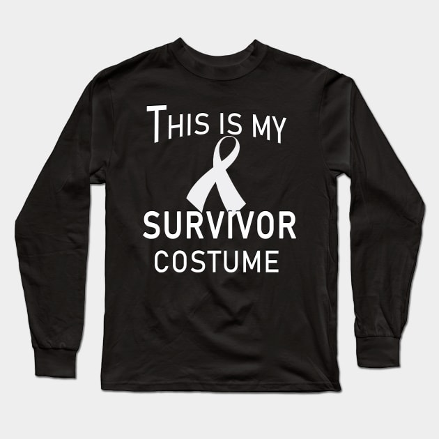 LUNG Cancer White Ribbon Survivor Halloween Costume Long Sleeve T-Shirt by Scarebaby